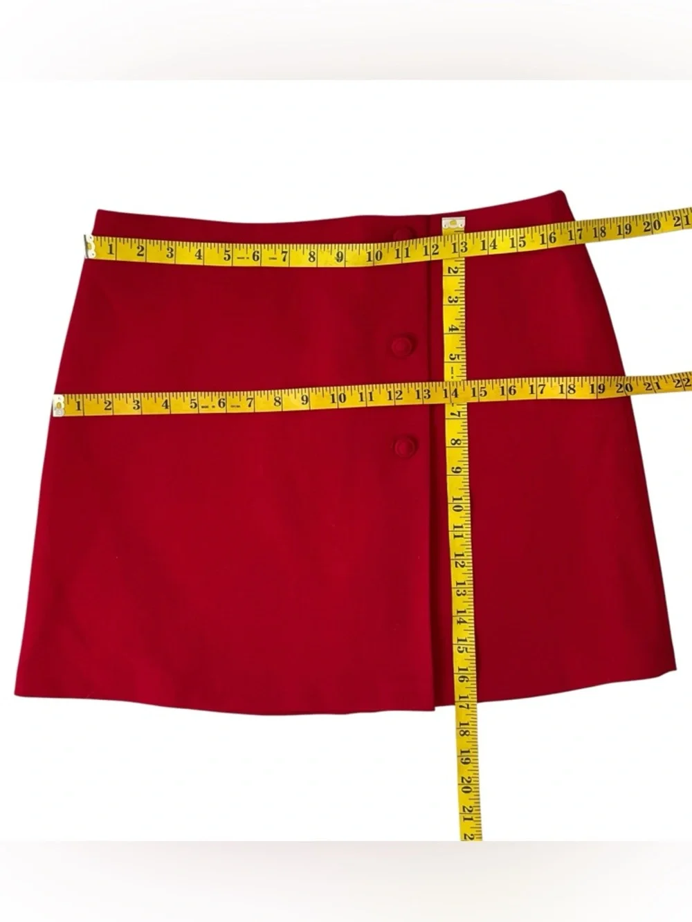 MNG Suit Straight Mini Skirt Classic Buttoned Front Kick Pleat Red Size Size 10 - Picture 5 of 16